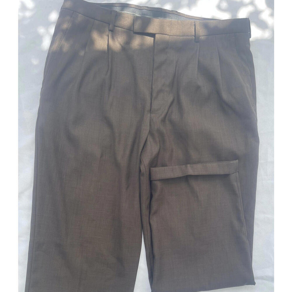 NWOT Claiborne Men's Dark Brown Dress Pants Pleated Front Cuffed Size 36x29